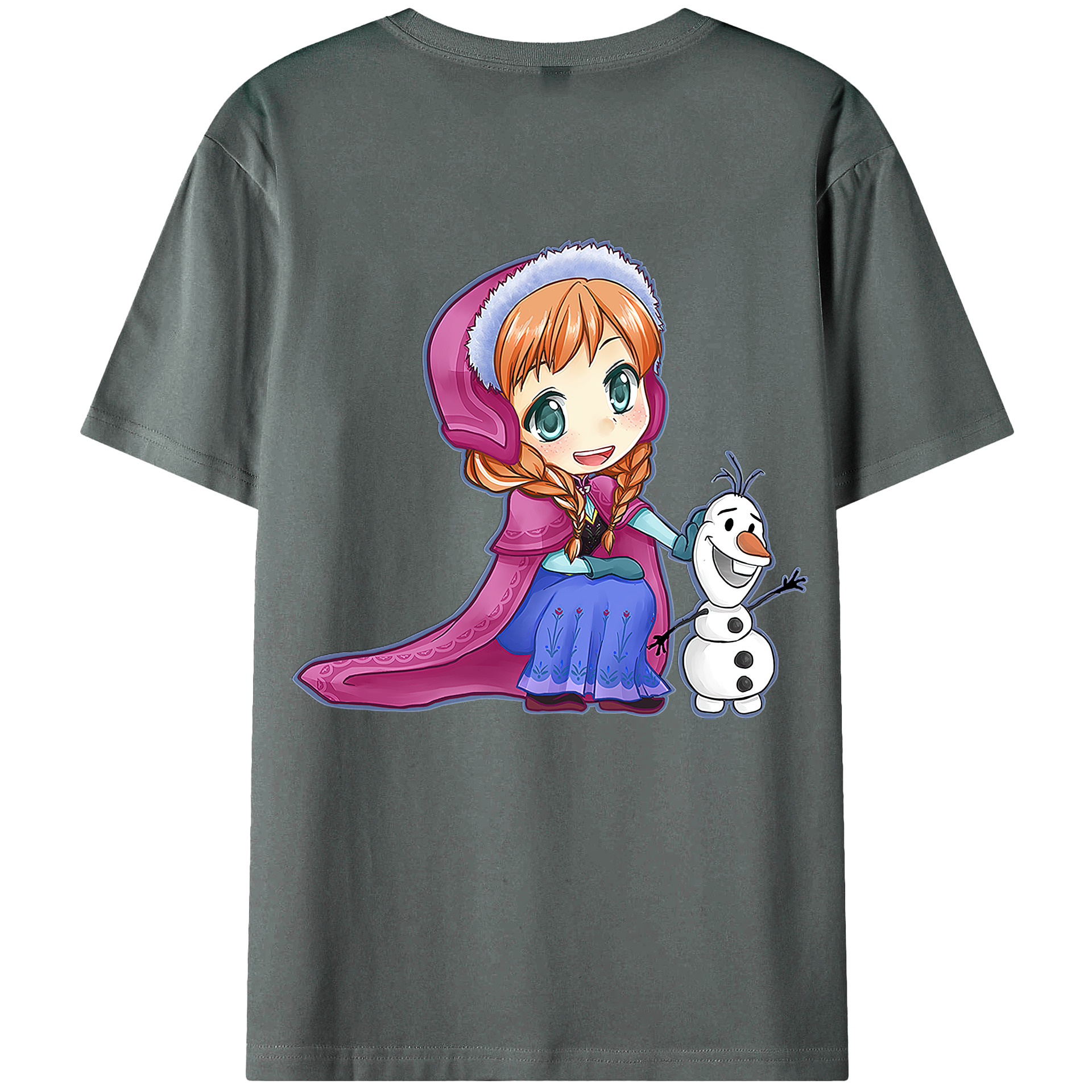 （画像用） アナと雪の女王 アンナ エルサ Frozen Anna Elsa 綿100％ メンズ半袖Tシャツ（バックプリント） 通気性